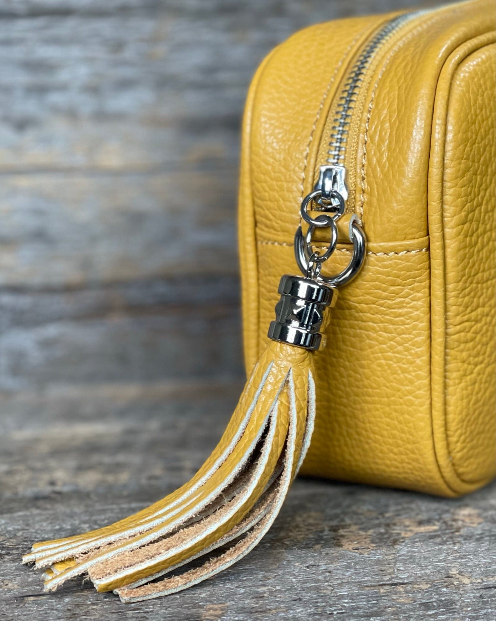 Leather Tassel Bag Leather Tassel Bag - Mustard With Silver
