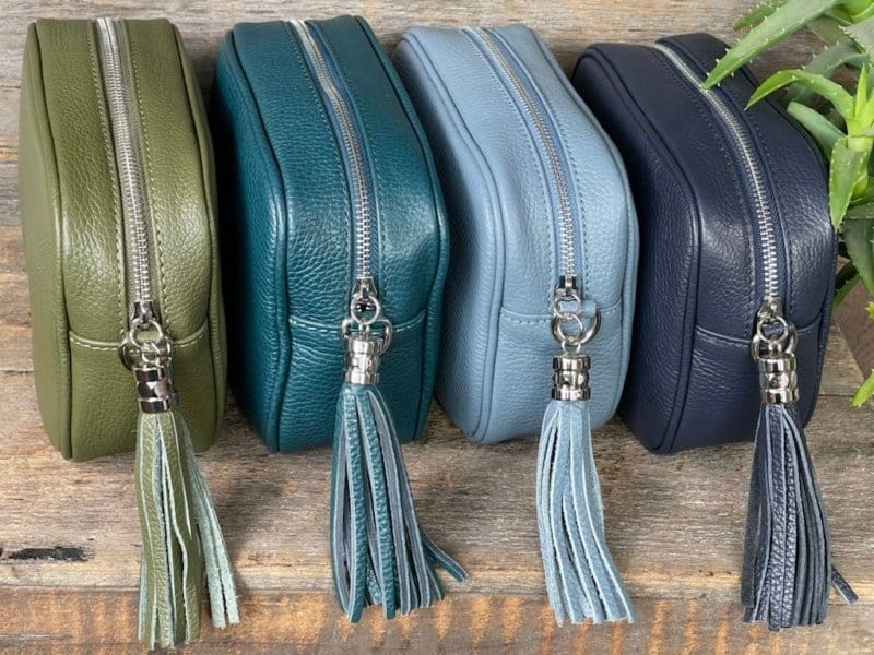 Leather Tassel Bag Leather Tassel Bag - Teal With Silver Finishings