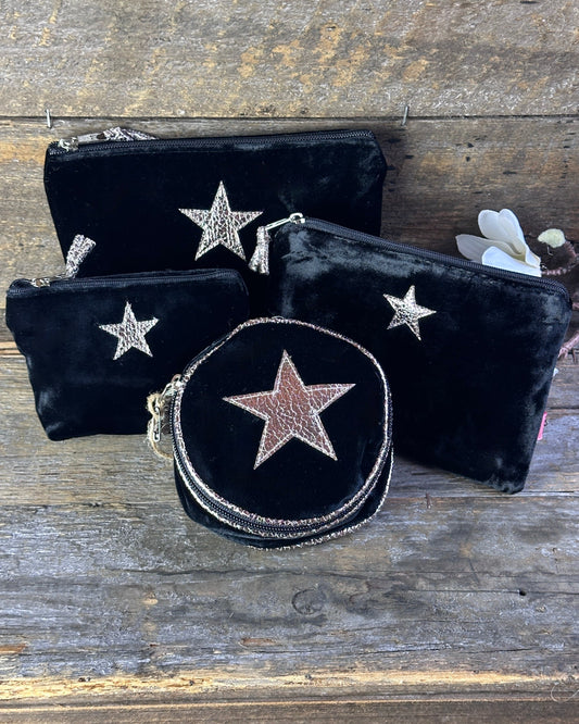 Make up bag Velvet Make Up Bag With Shiny Star - Black