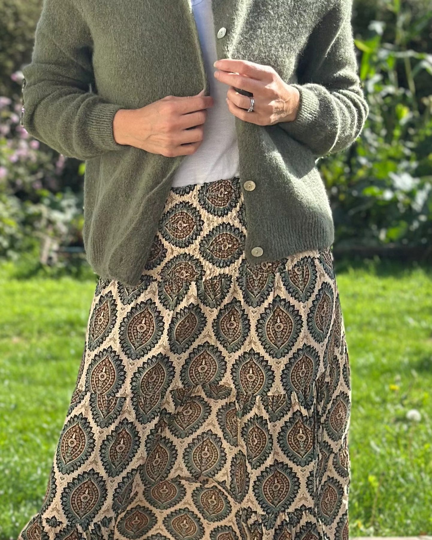 Patterned Tiered Skirt/Dress - Brown/Teal