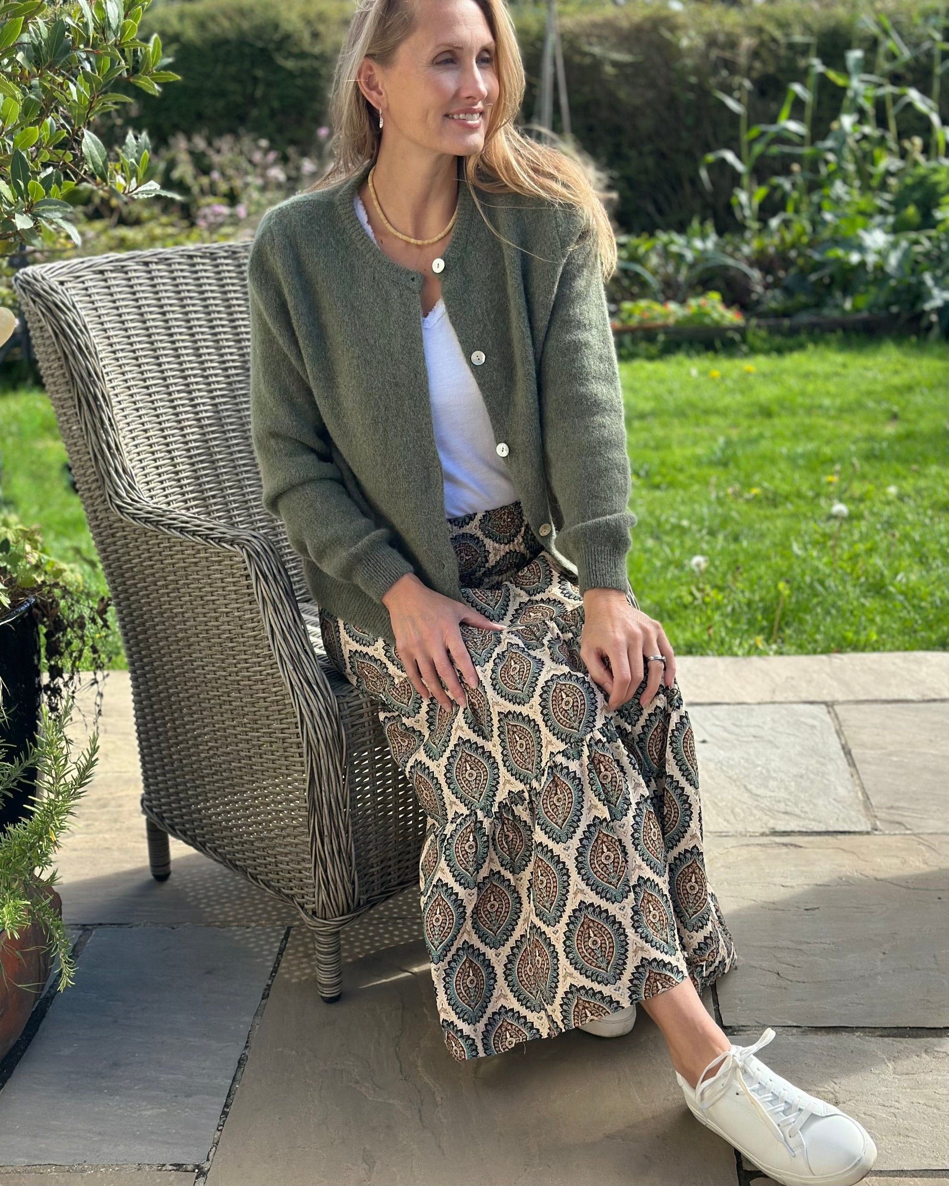 Patterned Tiered Skirt/Dress - Brown/Teal