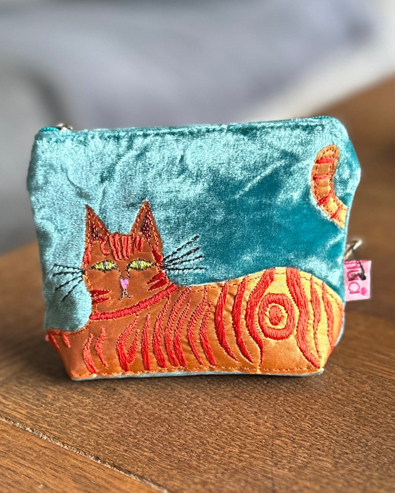 purse Velvet Applique Cat Mini Coin Purse
