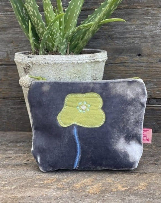 purse Velvet Poppies Mini Coin Purse - Grey