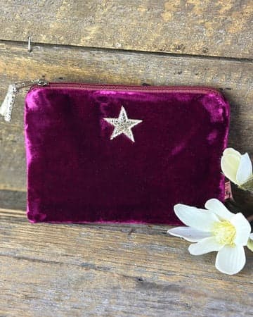 purse Velvet Star Coin Purse - Burgundy
