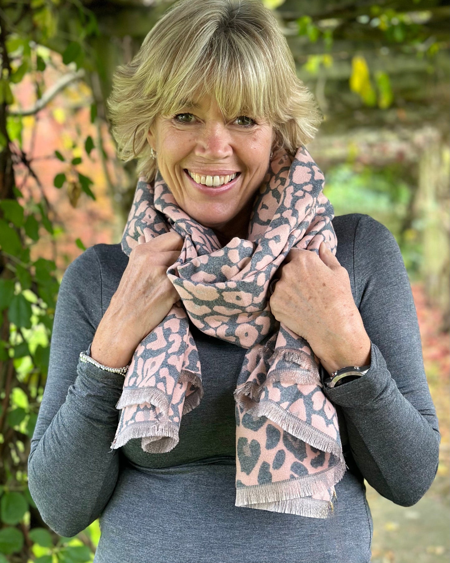 scarf Reversible Leopard Print Scarf - Pink/Grey