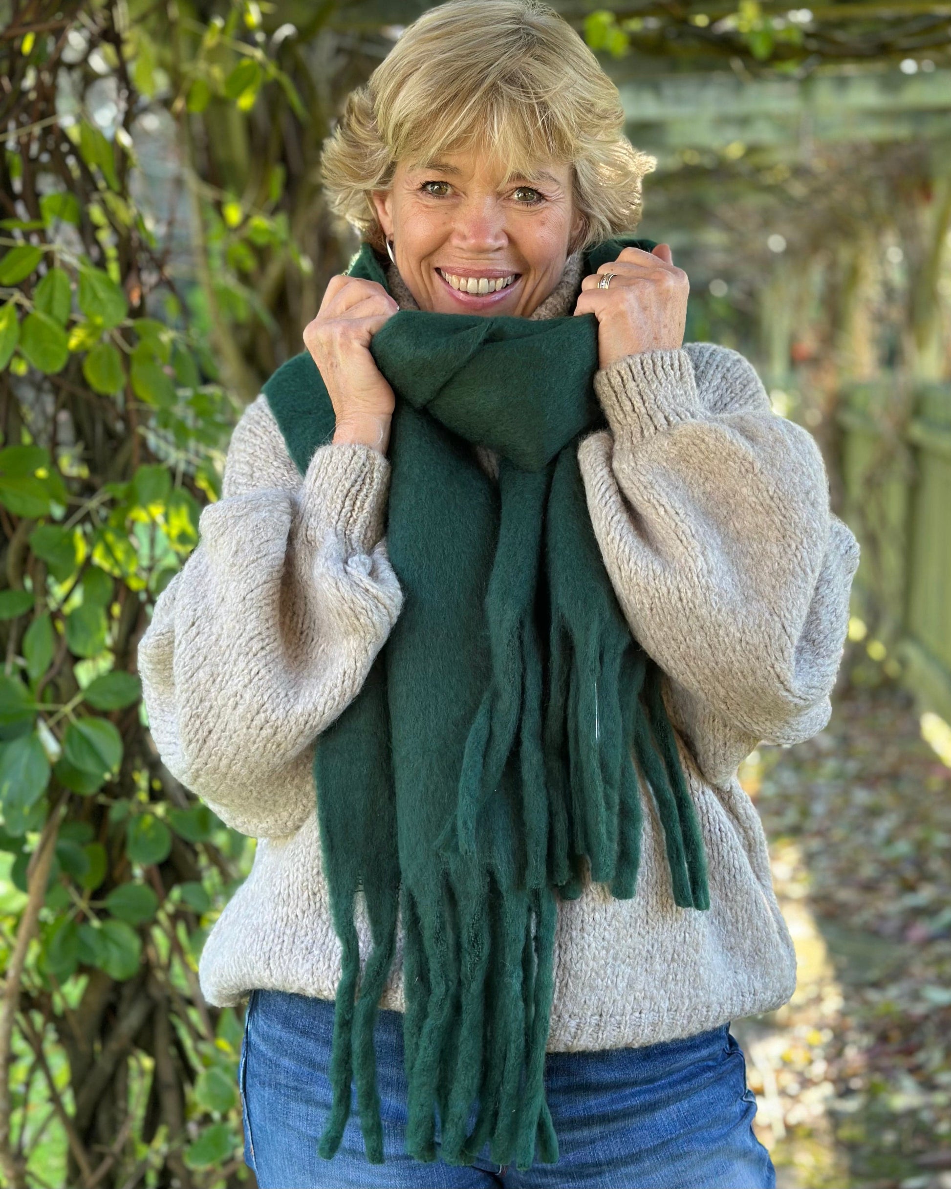 Scarves Cosy Plain Winter Scarf - Forrest Green