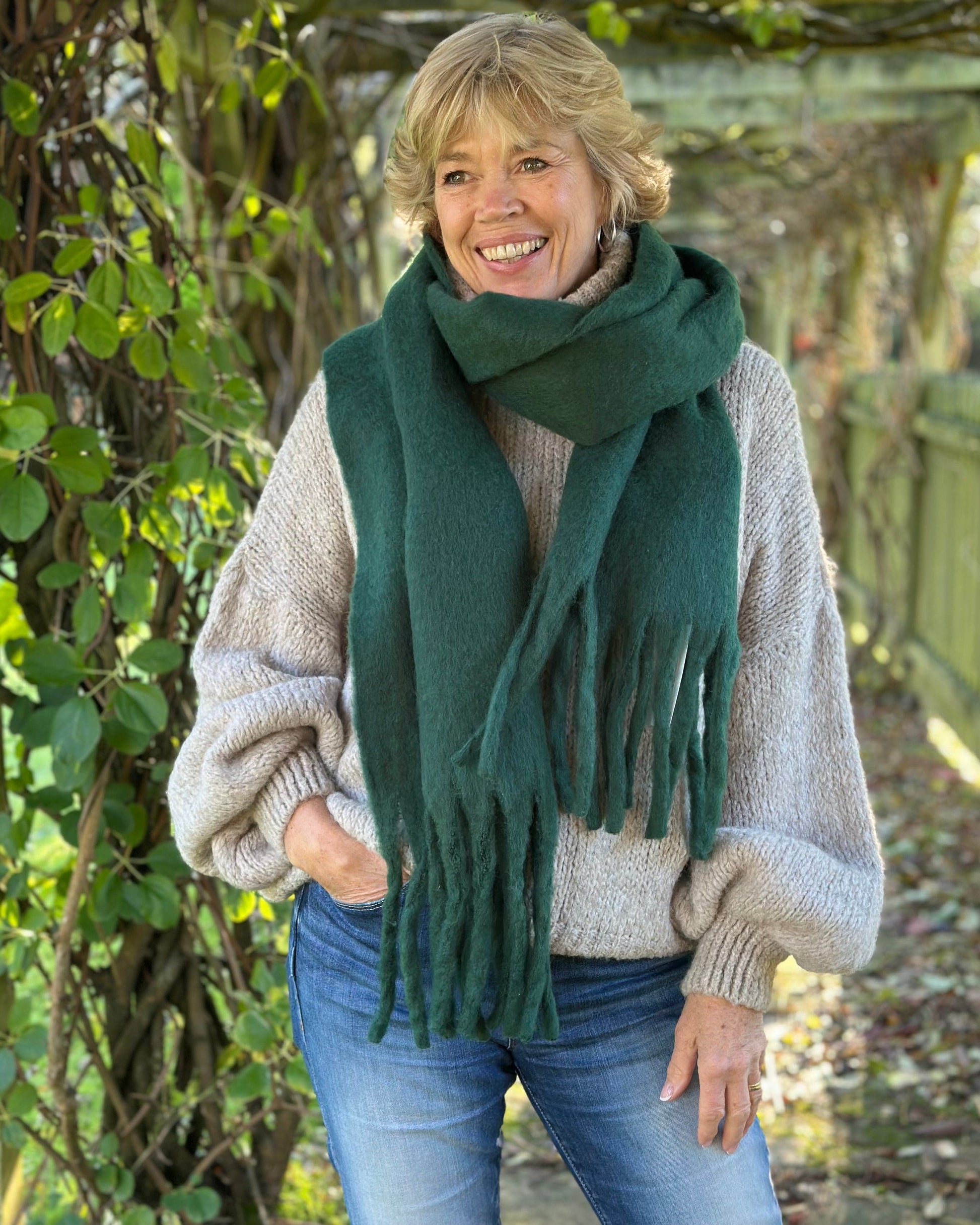 Scarves Cosy Plain Winter Scarf - Forrest Green