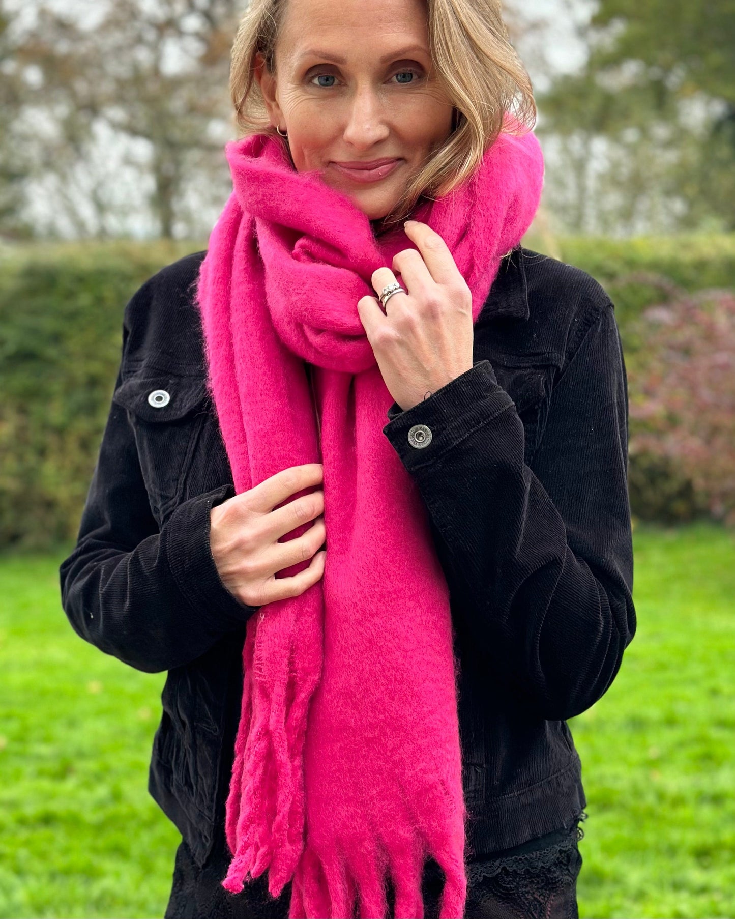 Scarves Cosy Plain Winter Scarf - Fuchsia