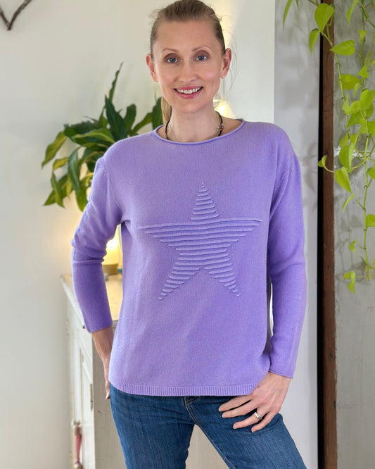 Soft Knit Appliqué with Star Jumper - Lilac