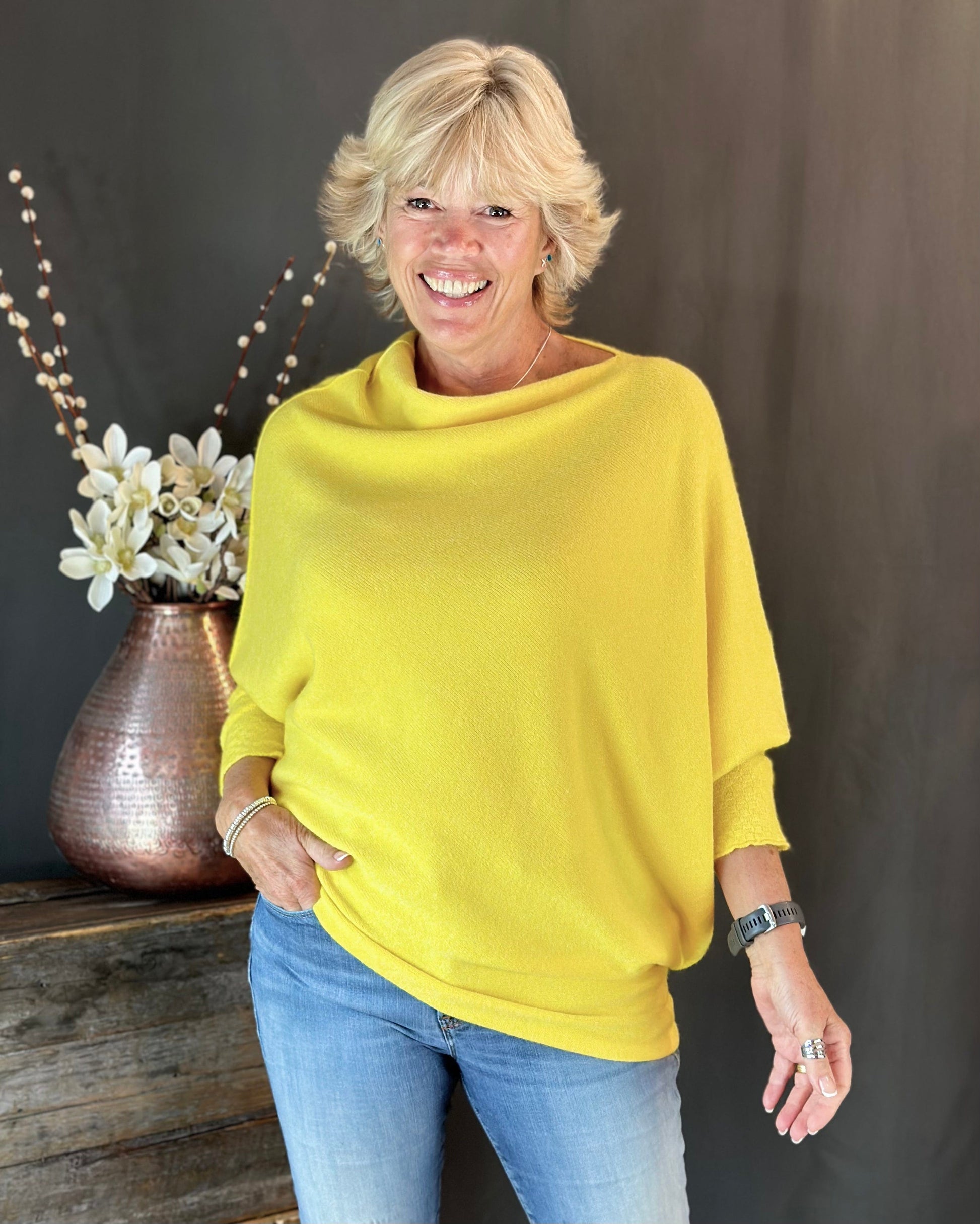 Soft Knit Asymmetric Jumper - Bright Yellow