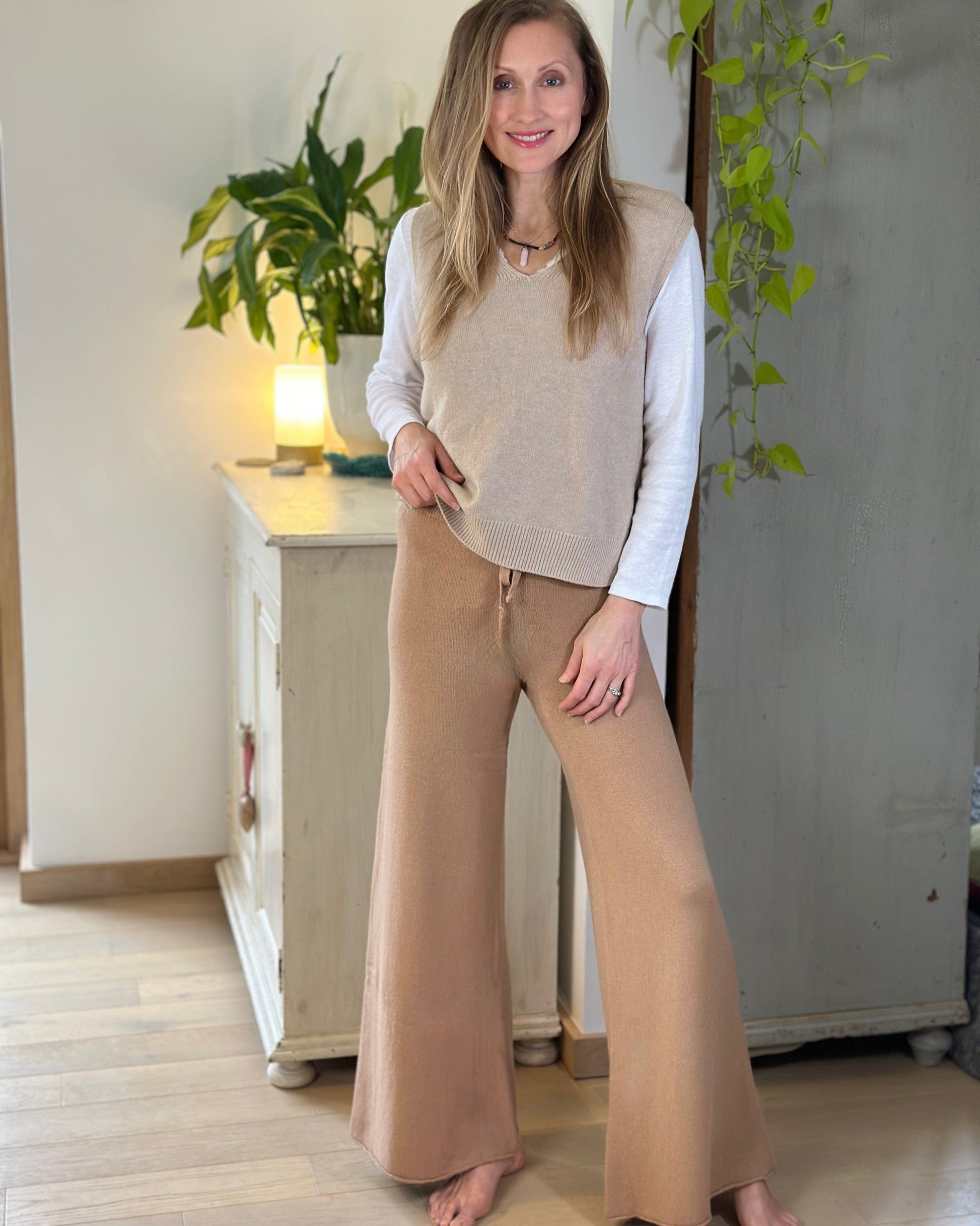 Wide Leg Super Soft Trousers - Coffee