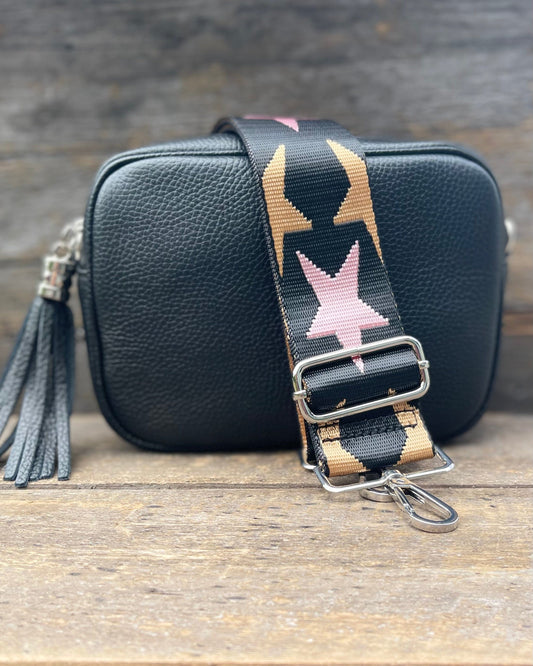 accessory Bag Strap - Pink And Gold Stars Print