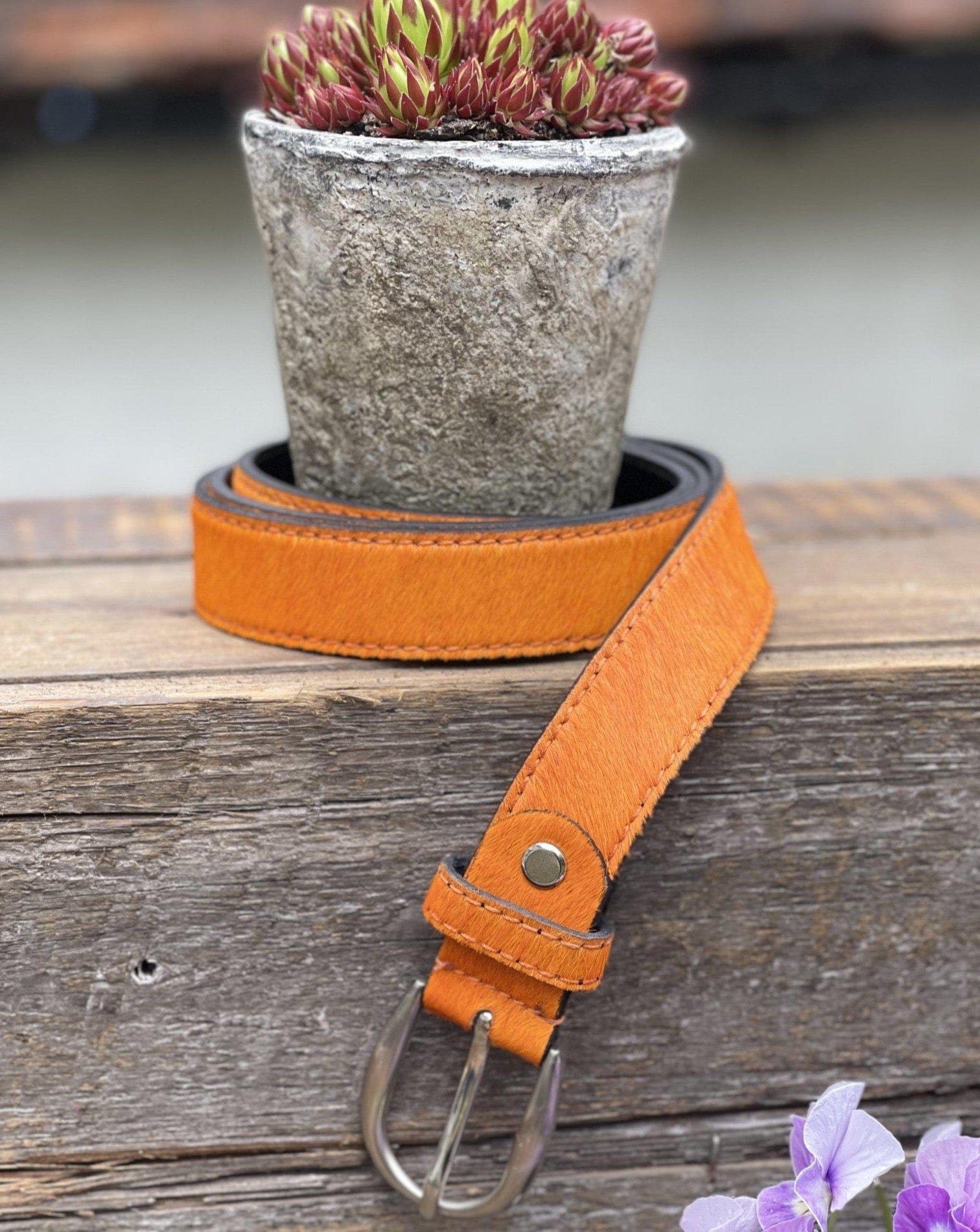 accessory Bright Coloured Leather Belt - Orange