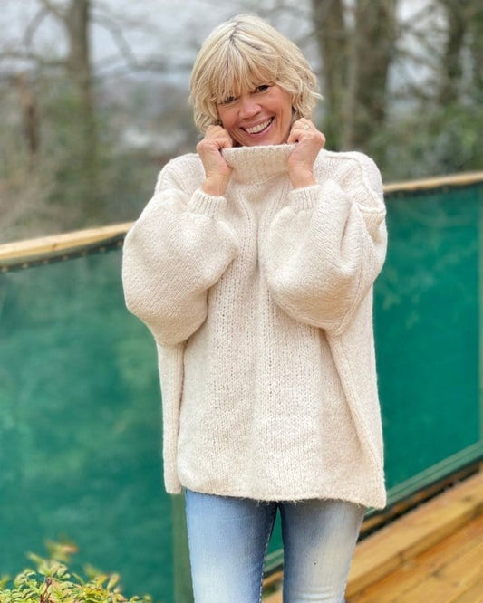 clothing Chunky Knit Seam Detail Jumper - Cream