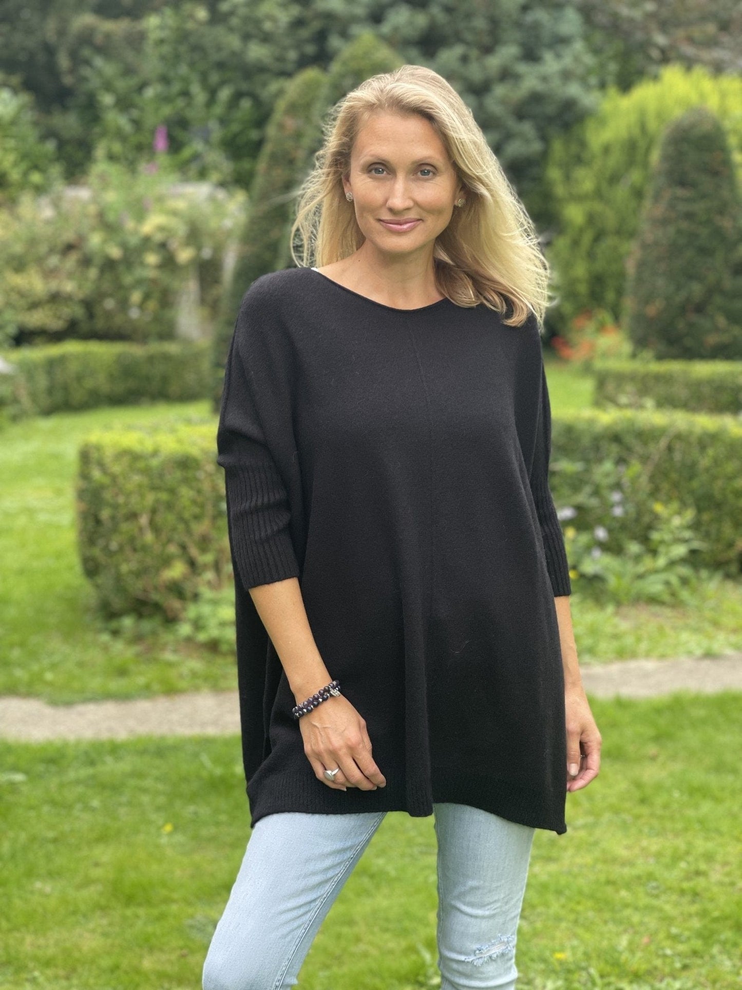 clothing Large Soft Knit Baggy Jumper - Black