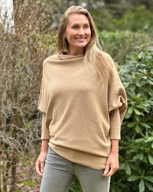 clothing Soft Knit Asymmetric Jumper - Camel