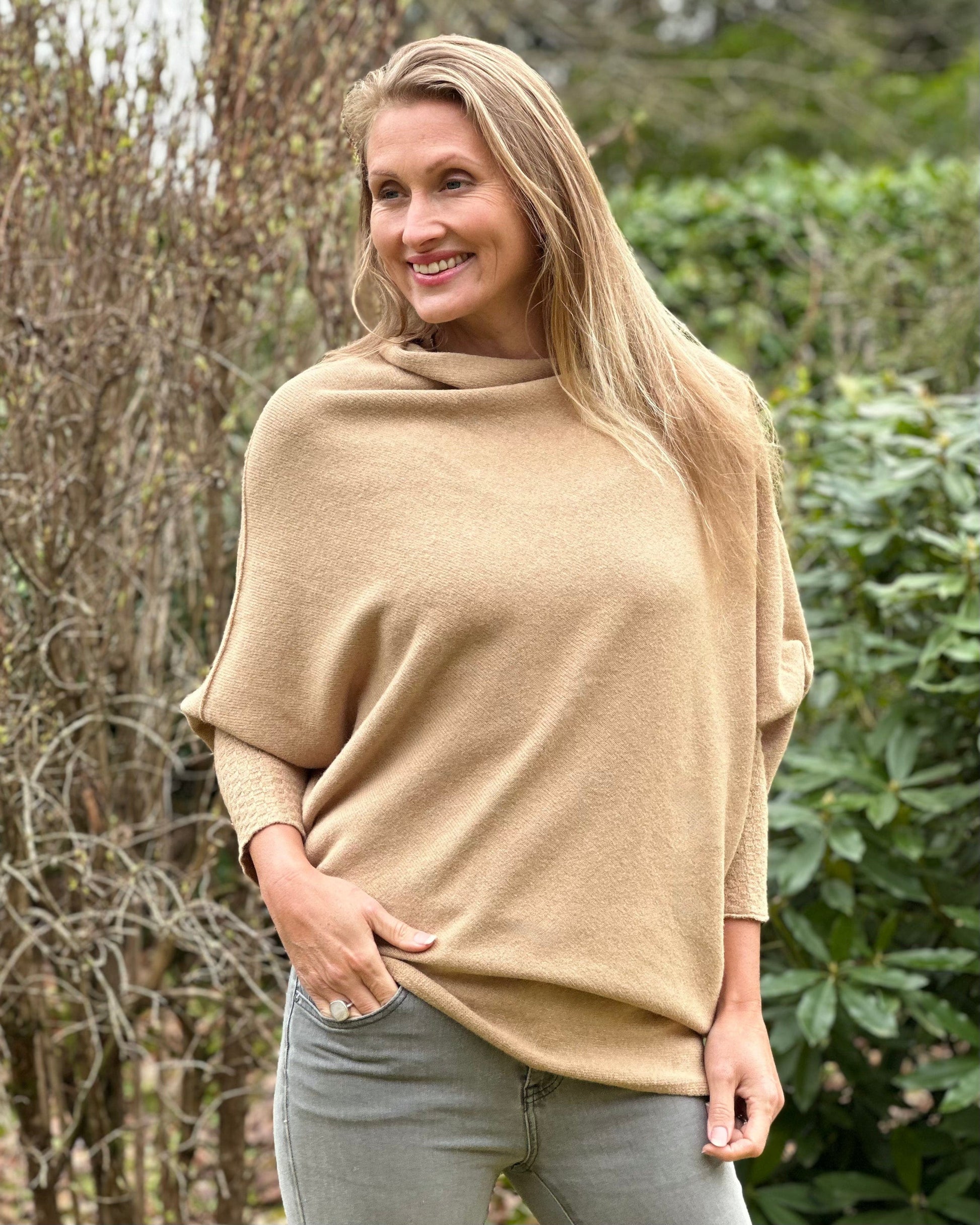 clothing Soft Knit Asymmetric Jumper - Camel