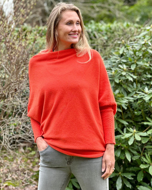 clothing Soft Knit Asymmetric Jumper - Dark Orange