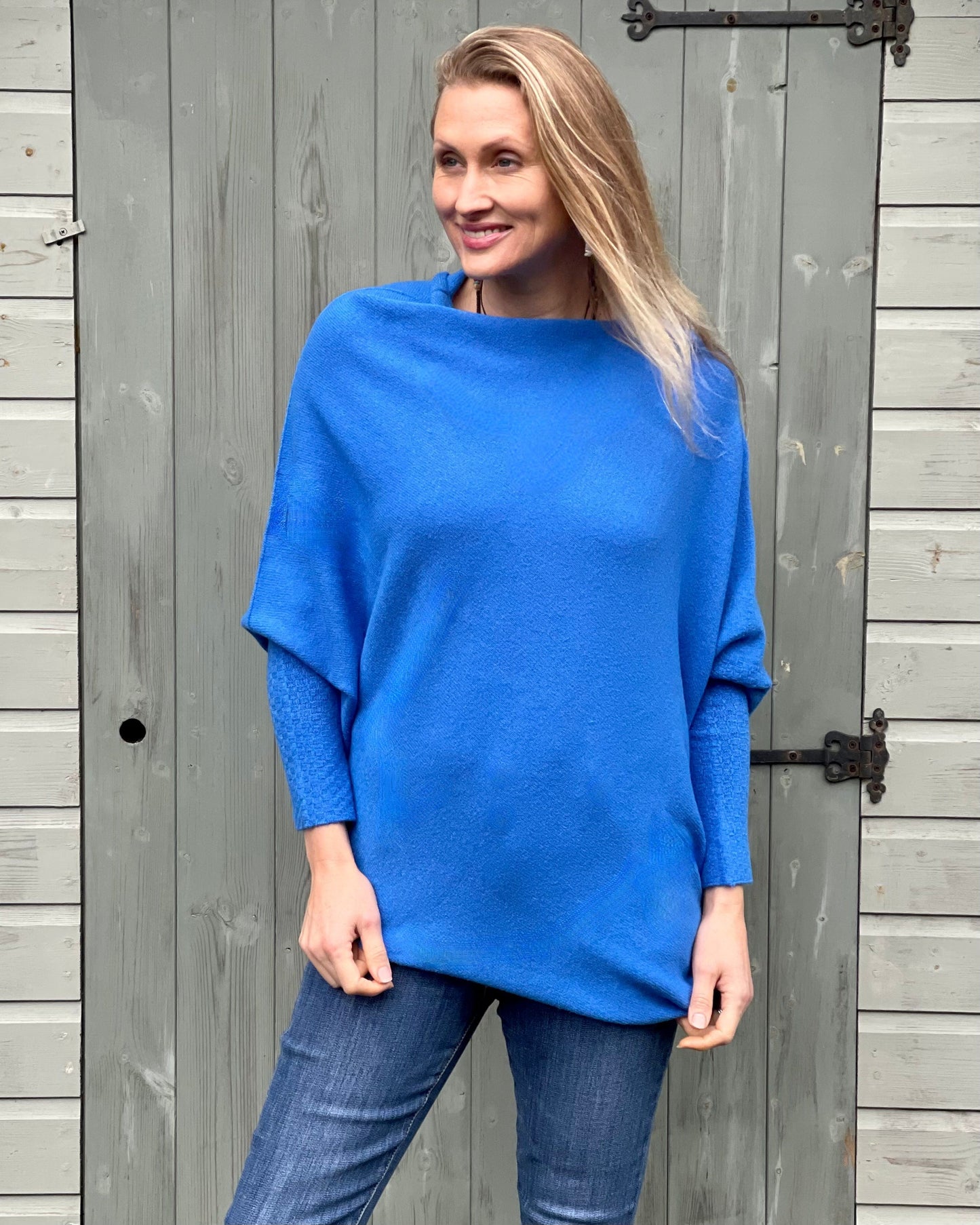 clothing Soft Knit Asymmetrical Jumper - Cobalt Blue