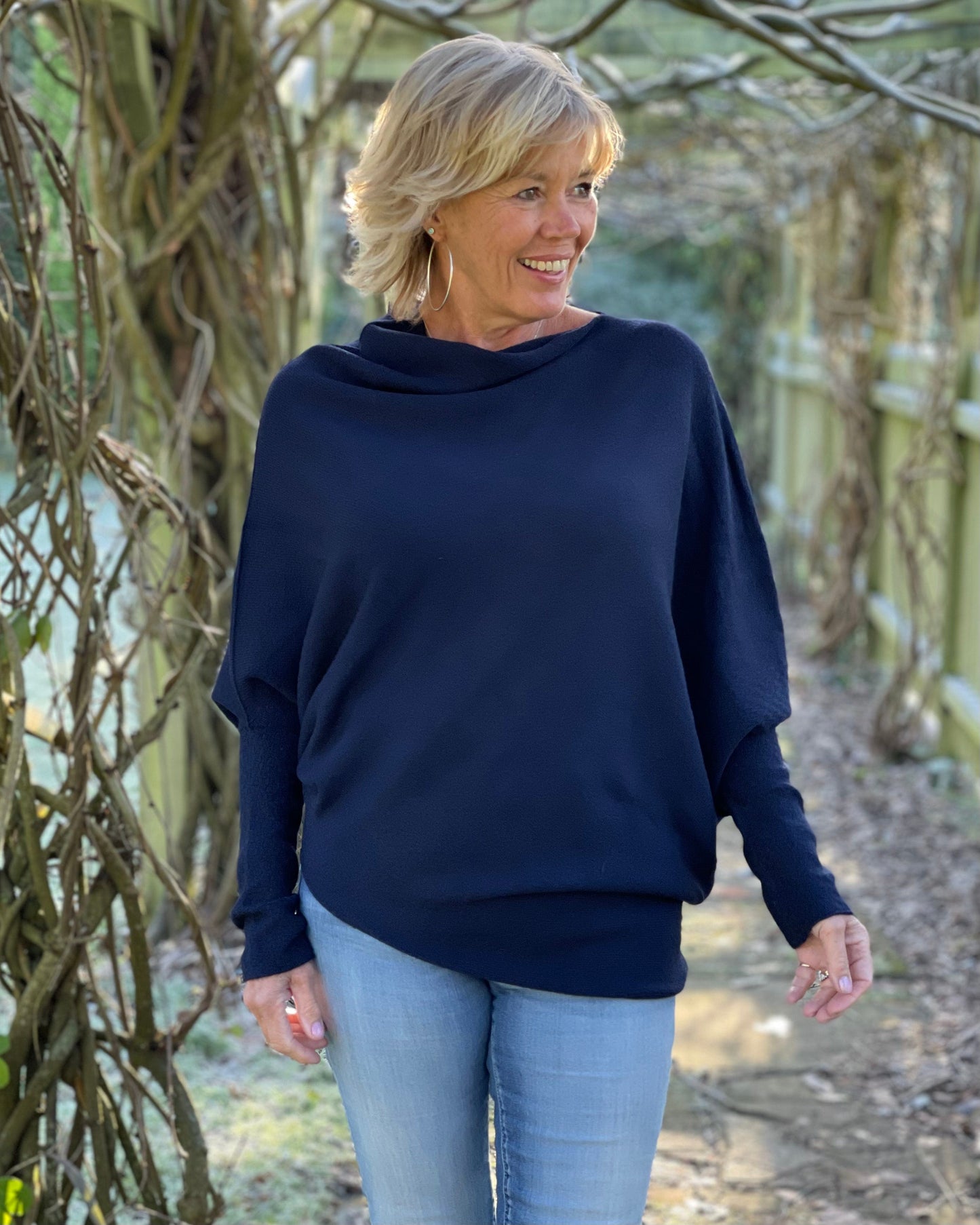 clothing Soft Knit Asymmetrical Jumper - Navy