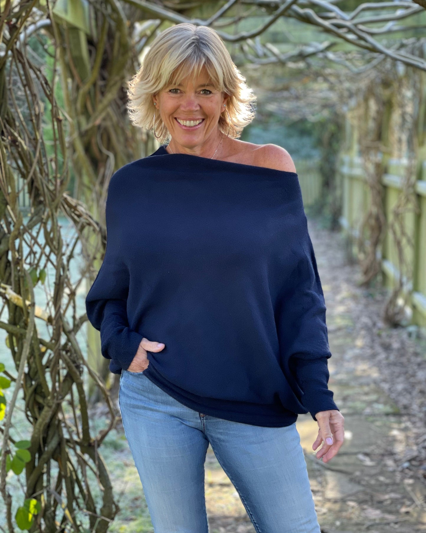 clothing Soft Knit Asymmetrical Jumper - Navy