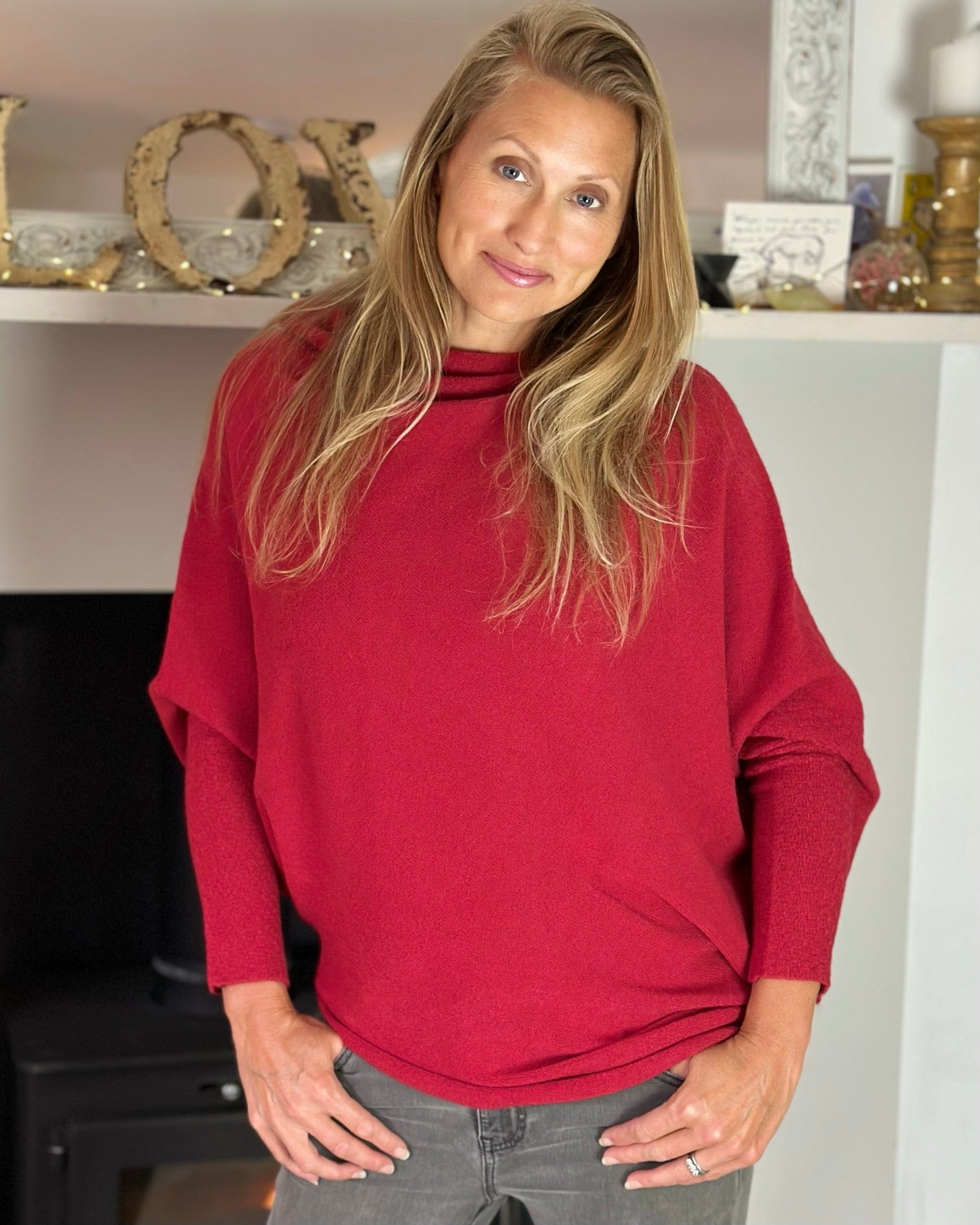 clothing Soft Knit Asymmetrical Jumper - Red