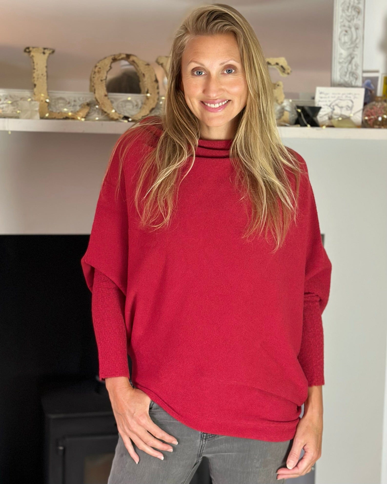 clothing Soft Knit Asymmetrical Jumper - Red