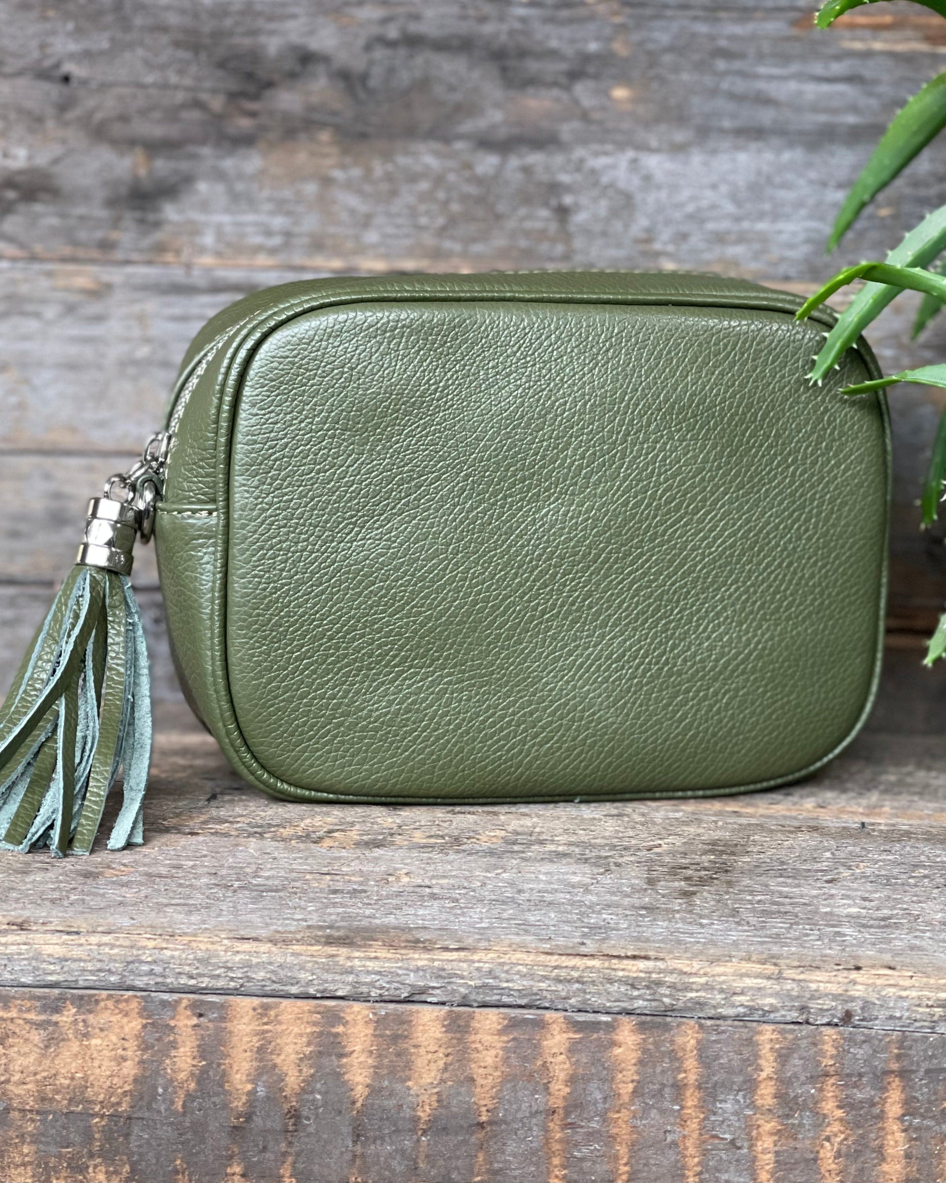 Leather Tassel Bag Leather Tassel Bag - Olive With Silver