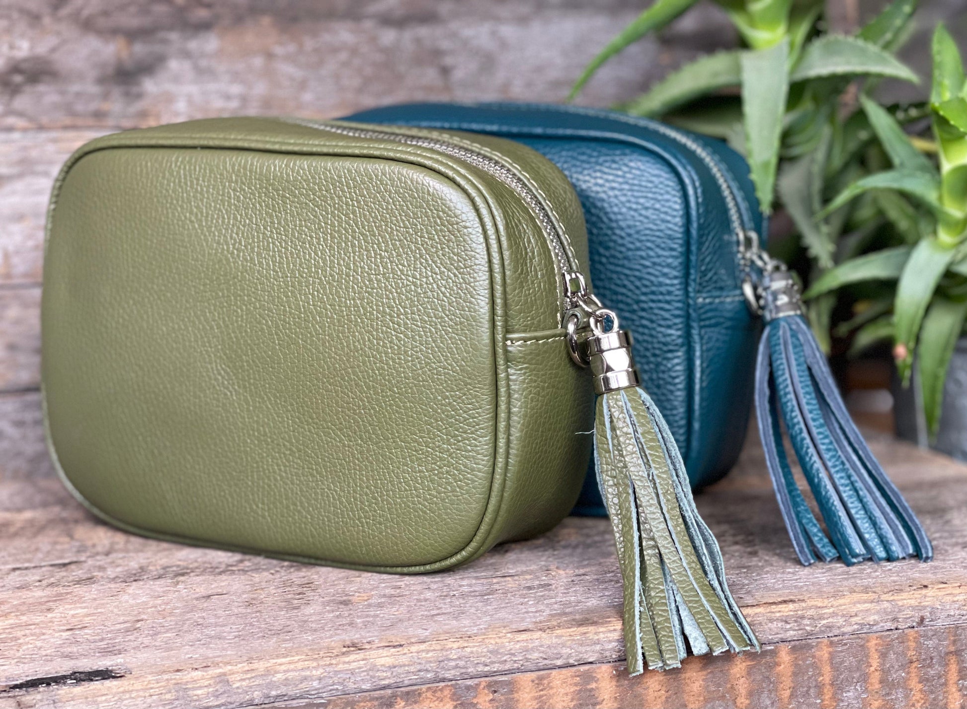 Leather Tassel Bag Leather Tassel Bag - Olive With Silver Finishings