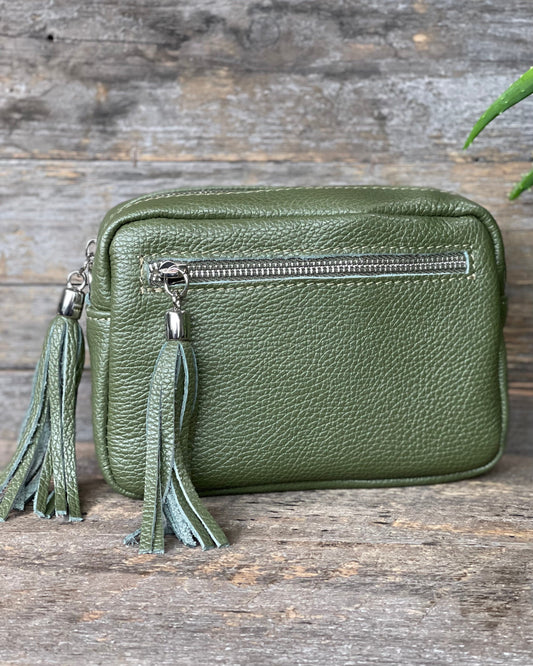 Leather Tassel Bag Leather Tassels Bag - Olive