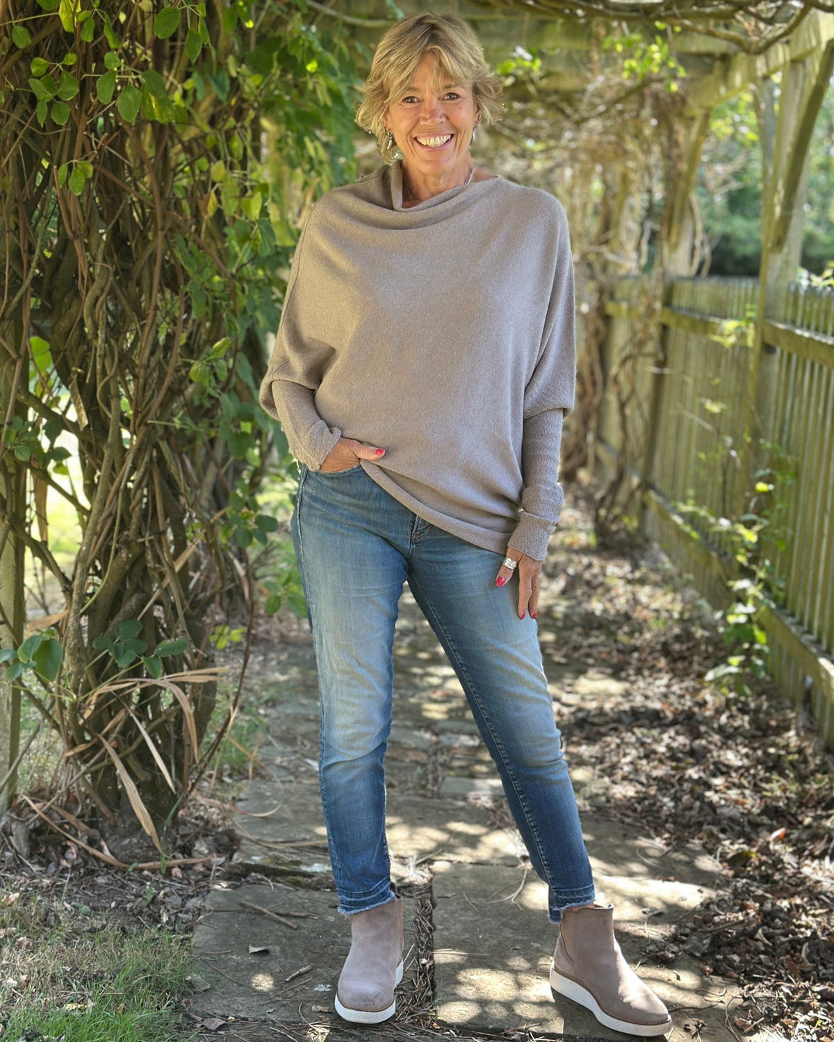 Soft Knit Asymmetric Jumper - Taupe