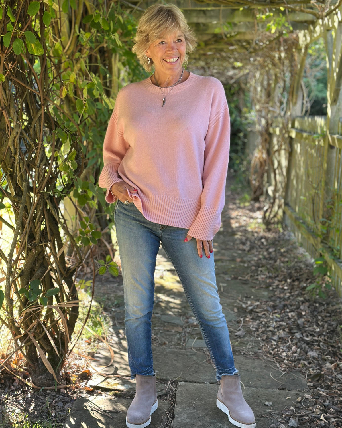 Soft Knit Oversized Slouch Jumper - Rose