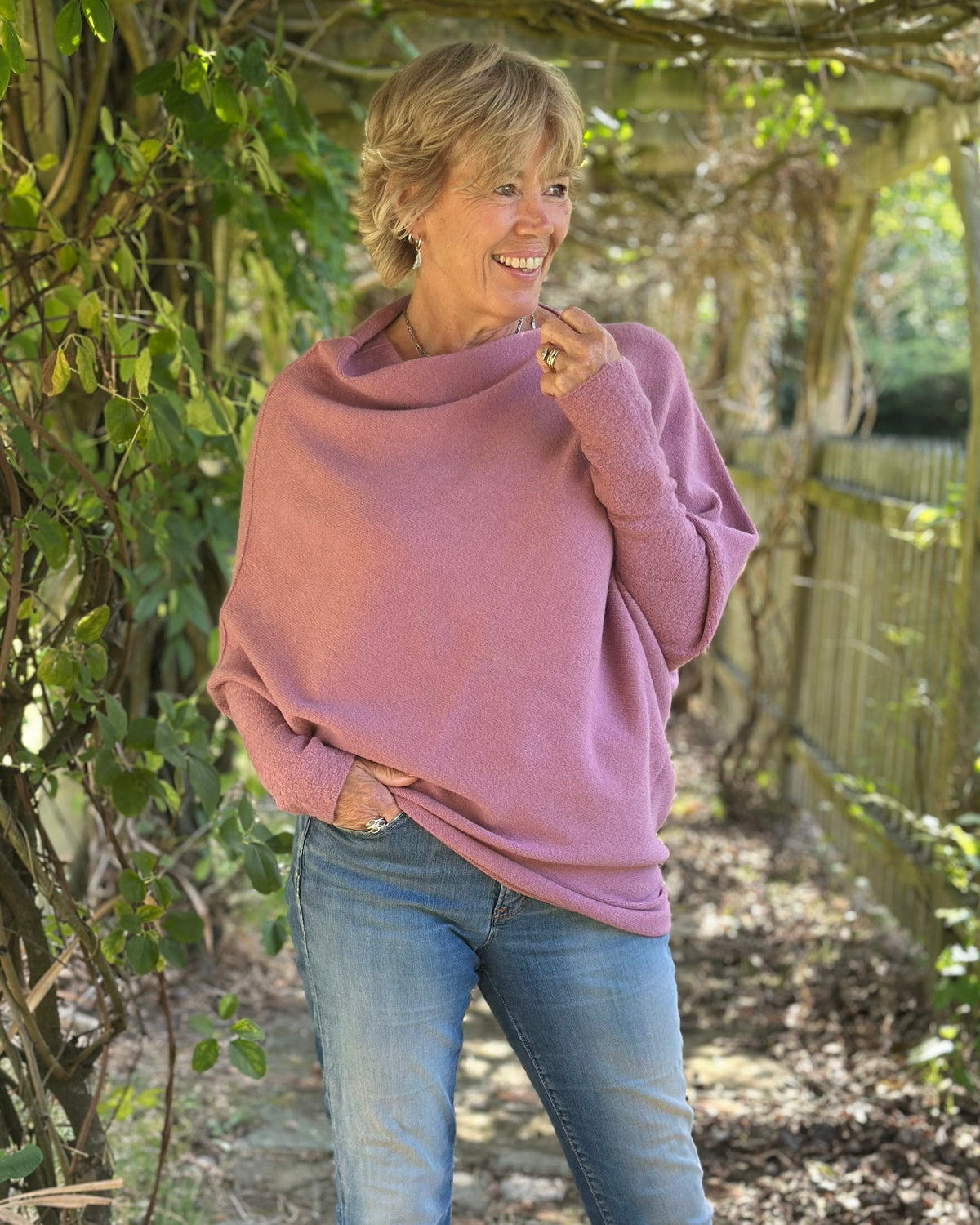 Soft Knit Asymmetric Jumper - Foxglove
