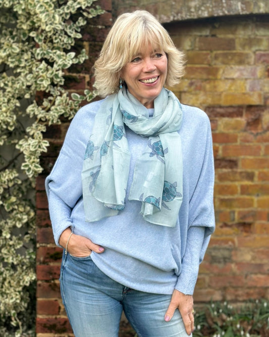 Soft Knit Asymmetric Jumper - Pale Blue