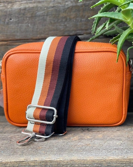 accessory Bag Strap - Beige And Browns Stripe Print