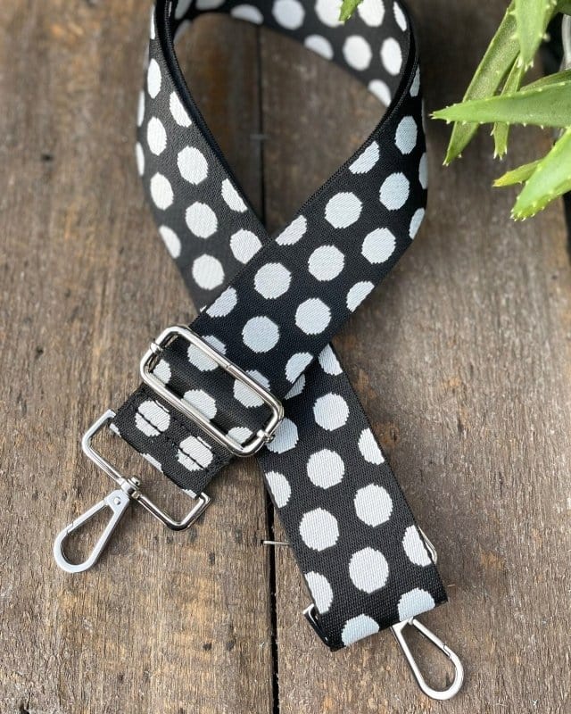 accessory Bag Strap -  Black And White Polka Dot Print
