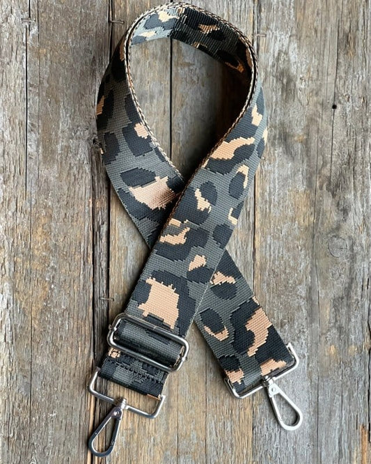 accessory Bag Strap - Dark grey Leopard Print