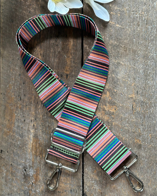 accessory Bag Strap - Multicolour Stripes Print