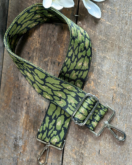 accessory Bag Strap - Olive Leopard Print