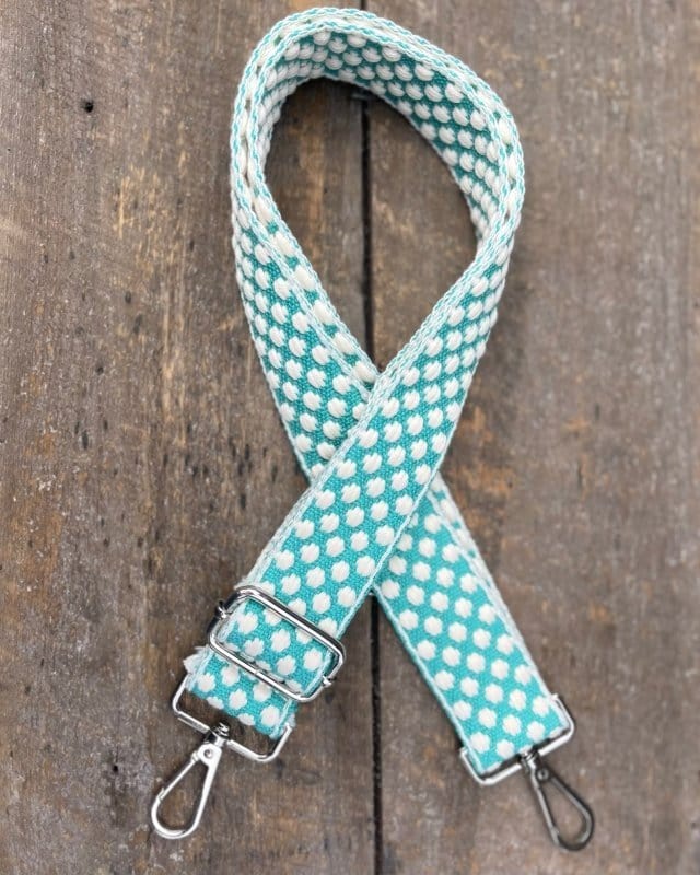 accessory Bag Strap - Turquoise And White Polka Dot Print