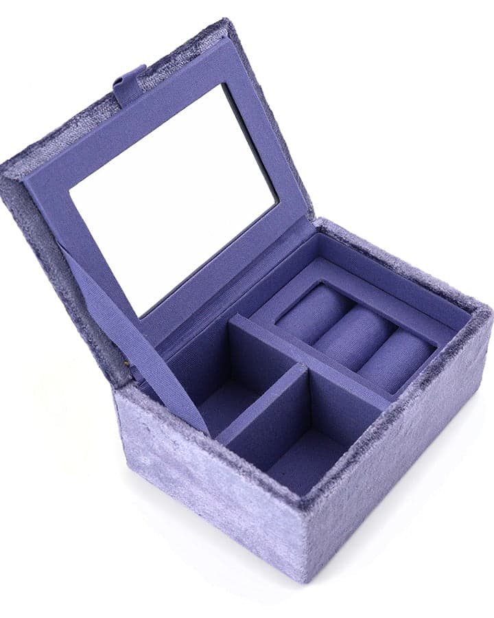 accessory Lilac Velvet Embellished Flowers Jewellery Box