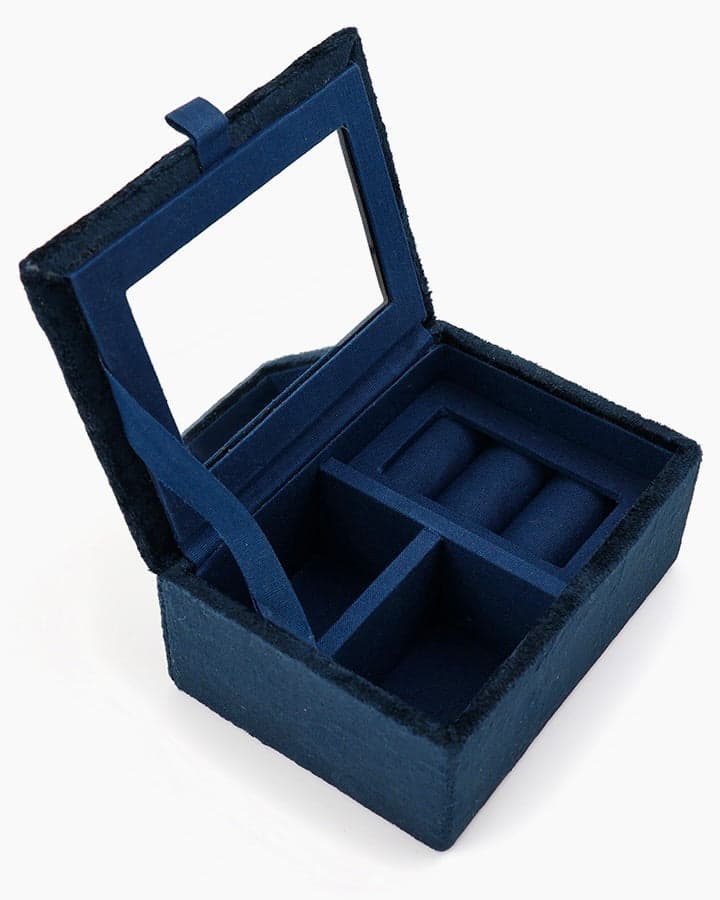 accessory Navy Velvet Embellished Sealife Jewellery Box