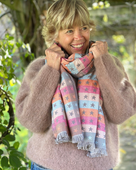 accessory Reversible Stars Scarf - Grey/Multi