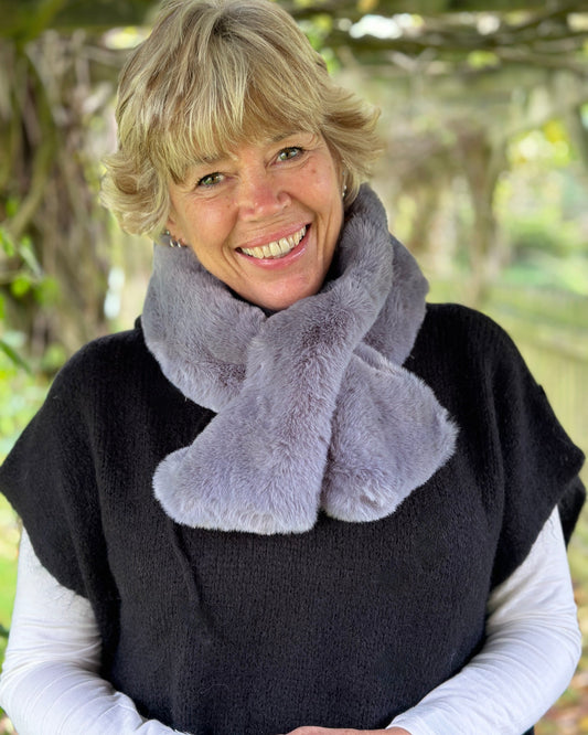 accessory Silver Faux Fur Pull Through Scarf