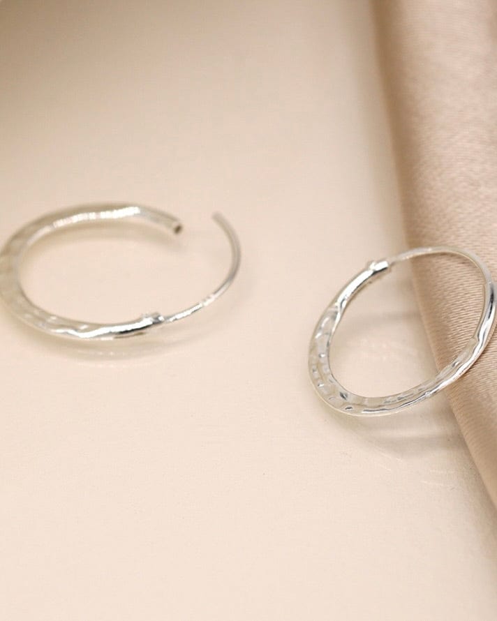accessory Sterling Silver Hammered Hoop Earrings