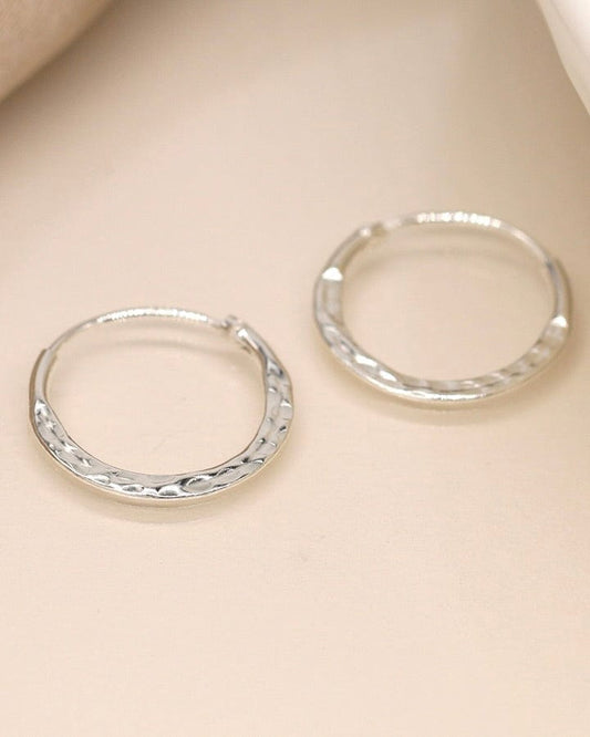 accessory Sterling Silver Hammered Hoop Earrings