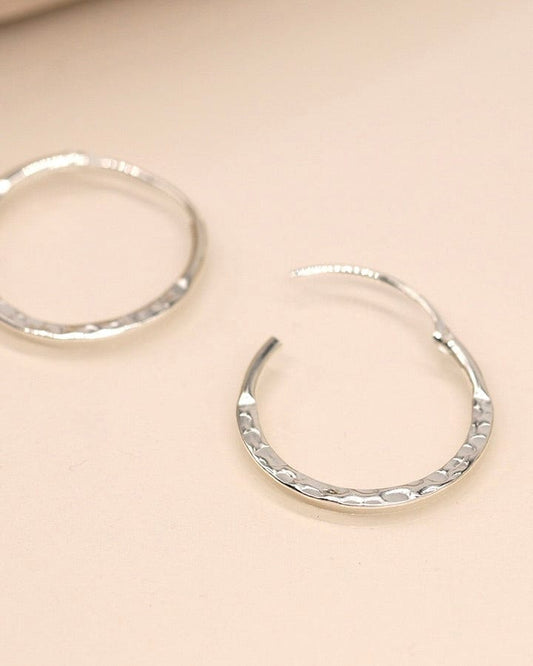 accessory Sterling Silver Hammered Hoop Earrings Large