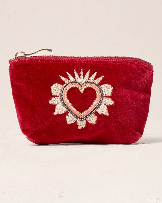 accessory Velvet Enchanted Heart Coin Purse - Red