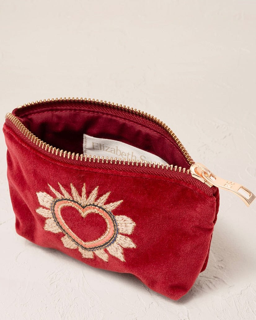 accessory Velvet Enchanted Heart Coin Purse - Red