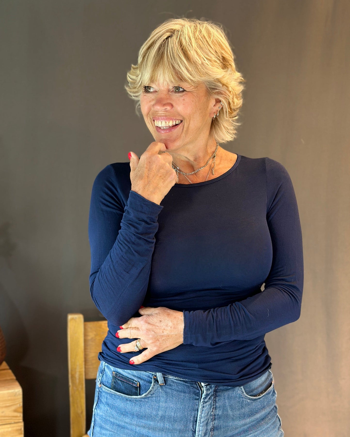 Cashmere mix body hug - Navy